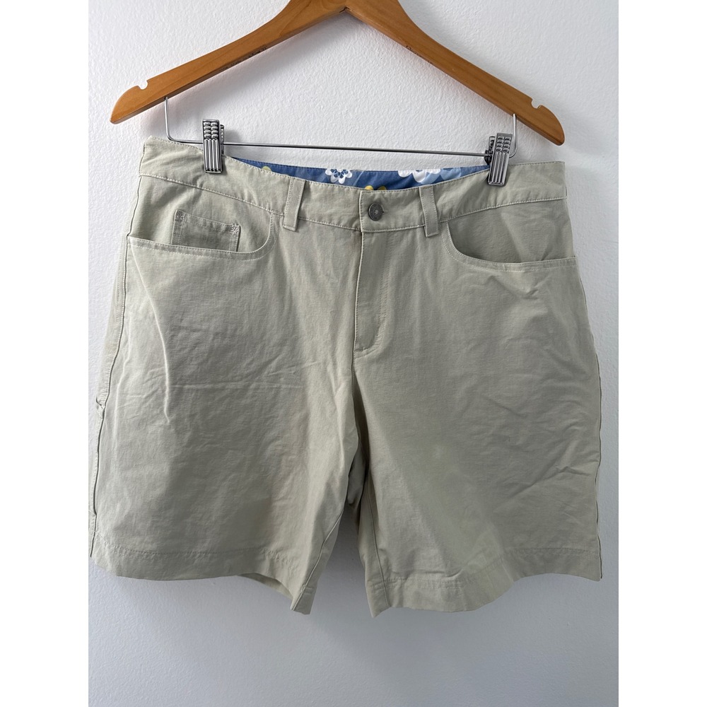Isis Women's Hiking Shorts Tan Size 12 High Rise 9' Inseam Outdoor Walking EUC